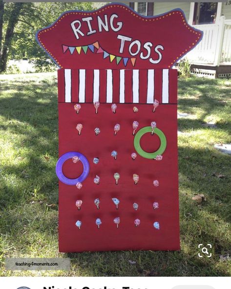 Diy Ring Toss Game, Diy Ring Toss, Carnival Party Games, Greatest Showman Party, Dumbo Birthday Party, Circus Party Ideas, Circus Party Decorations, Carnival Games For Kids, Circus Birthday Party Theme