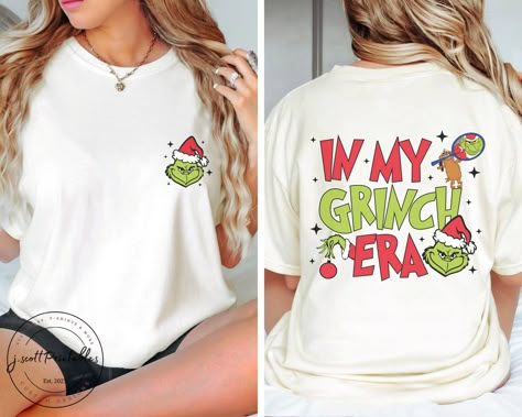 in my grinch era t-shirt, Christmas grinch shirt, Grinch sweatshirt, in my era t-shirt, Christmas t-shirt, xmas gift, gift for her by JScottPrintables on Etsy In My Grinch Era, Grinch T Shirts, Grinch Tshirt Ideas, Grinch Tshirt, Santa Quotes, Grinch Sweatshirt, Grinch T Shirt, Grinch Shirt, In My Era