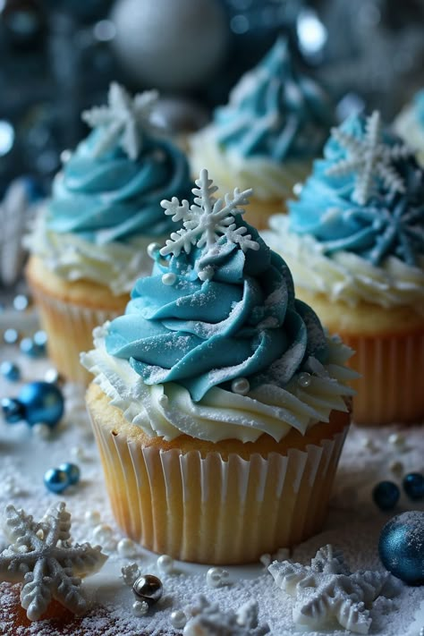 Like and follow for daily photos! Check out the link in bio to visit our store to view a variety of amazing items! Thanks! Winter Wonderland Cupcake Ideas, Winter Wonderland Cupcakes, Christmas Themed Cupcakes, Winter Cupcakes, Christmas Cupcakes Recipes, Blue Cupcakes, New Year's Cake, Holiday Cupcakes, Christmas Cake Designs