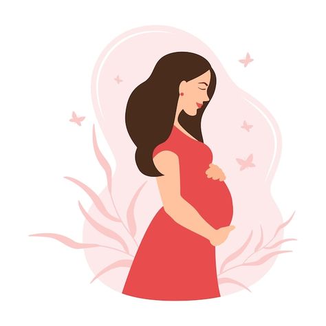 Vector happy pregnancy and motherhood. p... | Premium Vector #Freepik #vector Pregnant Woman Cartoon, Pregnant Icon, Pregnancy Cartoon, Pregnant Illustration, Pregnant Cartoon, Pregnancy Drawing, Family Experiences, Pregnancy Illustration, Mom Drawing