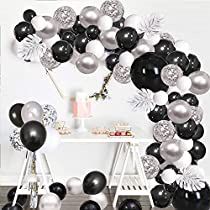 Black And White Balloons, Silver Confetti, Silver Balloon, Confetti Birthday, Metallic Balloons, Christmas Tableware, Black Balloons, Birthday Supplies, White Balloons