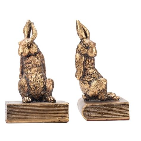 Bookends For Nursery, Book Decor Bedroom, Modern Vintage Office Decor, Cottagecore Shelf Decor, Peter Rabbit Decor, Book Ends Aesthetic, Cute Bookends, Animal Hardware, Antique Shelf Decor