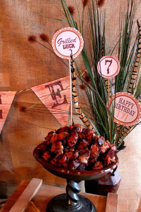 Just a little lagniappe: Duck Hunting Party Duck Hunting Party Food Ideas, Duck Hunting Birthday Party Food, One Lucky Duck Food Ideas, One Lucky Duck Birthday Party Food, Duck Hunting Party, Duck Hunting Birthday Party, Hunting Birthday Party, Duck Party, Hunting Birthday