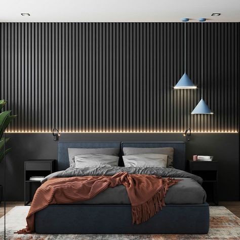 Luxury Black Bedroom, Pvc Wall Panels Designs, Modern Black Bedroom, Black Bedroom Design, White Apartment, Wall Panel Design, Wall Panels Bedroom, Modern Luxury Bedroom, Cama King