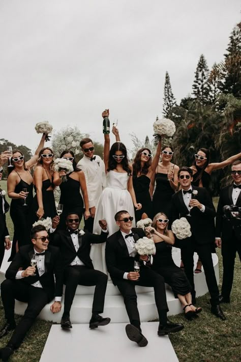 Champagne Pictures Wedding, Classy Wedding Bridal Party, Fun Bridal Party Wedding Photos, Roses Engagement Photos, Tuscany Wedding Bridal Party, Champagne Wedding Inspiration, Wedding Photo Champagne, Off White Bridal Party, All White Groomsmen Attire