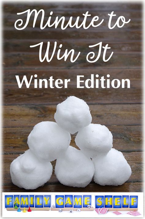 Have fun outside in the snow this winter with these Minute to Win It Winter Edition games. Find out how to play and what you need at FamilyGameShelf.com Games With Snowballs, Winter Yard Games, Winter Snow Games, Snowman Minute To Win It Games, Minute To Win It Snowball Games, Snow Themed Games For Adults, Winter Wonderland Games For Adults, Winter Group Activities For Kids, Games To Play In The Snow