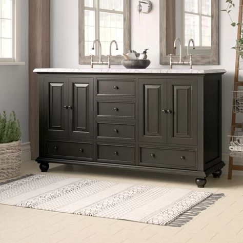 Gracie Oaks Samoset 60" Bathroom Vanity Base Only & Reviews | Wayfair 60" Bathroom Vanity, Big Bathtub, Primitive Bathrooms, Bathroom Vanity Base Only, Steam Showers Bathroom, Bathroom Vanity Base, U Bahn, Double Vanity Bathroom, Double Bathroom