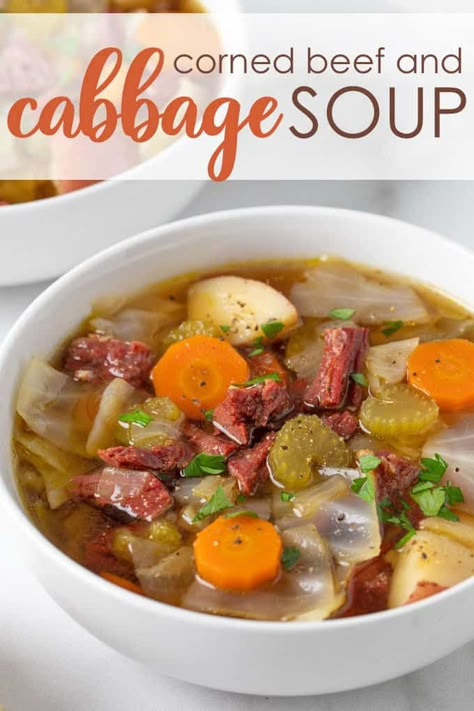 Easy Corned Beef And Cabbage, Corned Beef And Cabbage Soup, Corned Beef Soup, Cabbage Soup Crockpot, Easy Corned Beef, Corn Beef And Cabbage Soup, Beef And Cabbage Soup, Cabbage Soup Diet Recipe, Canned Corned Beef