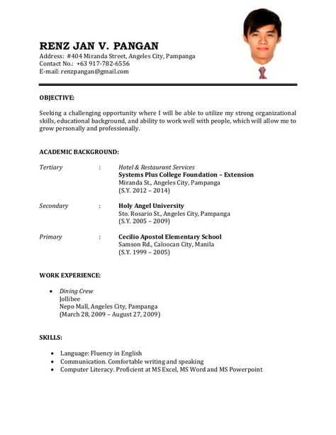 Cv Format For Job, Resume Format Free Download, Cv Resume Sample, Resume Format Examples, Resume Cover Letters, First Job Resume, Basic Resume Examples, Simple Resume Format, Biodata Format Download