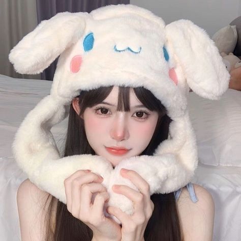 Bunny Hat With Moving Ears, Cinnamoroll Accessories, Bunny Ear Hat, Bunny Cap, Sanrio Clothes, Fluffy Hat, Plush Hat, Cozy Accessories, Accessories Cute