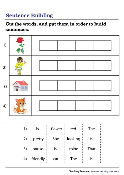 Sentence Building Worksheet Building Sentences 2nd Grade, Sentence Builder Activities, Making Sentences Grade 1, Constructing Sentences Worksheets, Sentence Building Worksheets Kindergarten, Making A Sentence, Write A Sentence Worksheet, Free Sentence Building Worksheets, Making Sentences Kindergarten