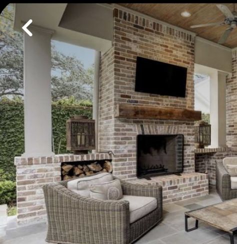 Outdoor Patio Fireplace Covered, Covered Patios With Fireplaces, Outdoor Fireplace With Covered Patio, Outside Back Porch Ideas, Screened In Back Porch With Fireplace, Outdoor Covered Patio With Fireplace, Covered Patio Ideas With Fireplace, Pavilion Fireplace, Back Porch With Fireplace