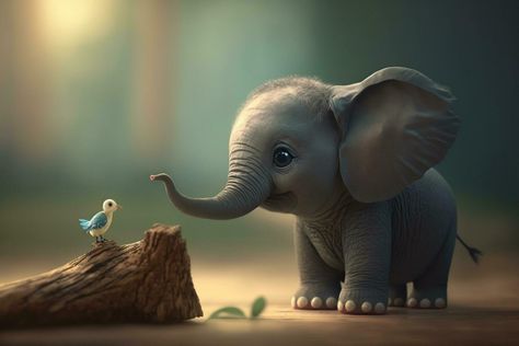 Little Cute Elephant Playing with a Small Bird in the Garden AI generated Farewell Quotes In Hindi, Elephants Playing, Farewell Quotes, Elephant Cute, Elephant Wallpaper, Elephants Photos, Baby Elefant, Small Elephant