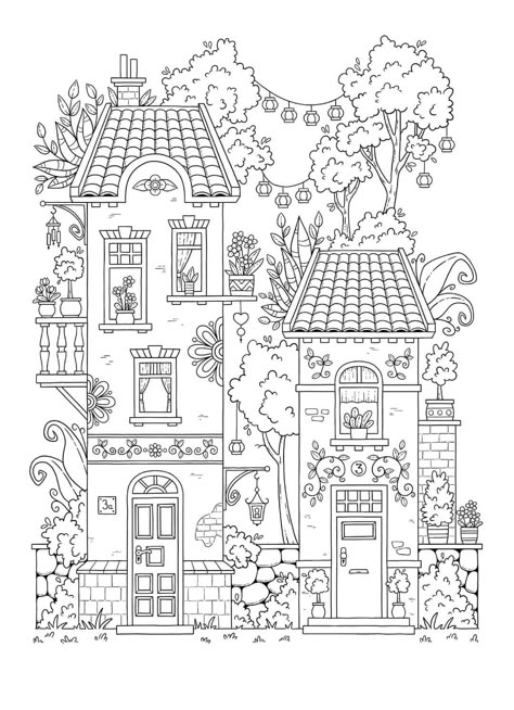 Gabi Wolf Coloring Pages, Isometric Coloring Page, Colouring In Pages Aesthetic, Building Coloring Pages, Aesthetic Colouring Pages, Coloring Sheets Aesthetic, Dollhouse Coloring Pages, Outline Coloring Pages, Cute Aesthetic Coloring Pages