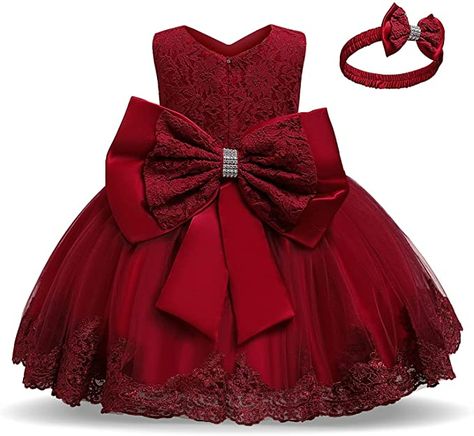 Amazon.com: NNJXD Girls' Tulle Flower Princess Wedding Dress for Toddler and Baby Girl: Clothing, Shoes & Jewelry Baby In Wedding Dress, Girls Baptism Dress, Baby Birthday Dress, Girls Birthday Party Dress, 1st Birthday Dresses, Toddler Party Dress, 파티 드레스, Newborn Girl Outfits, Prom Ball Gown