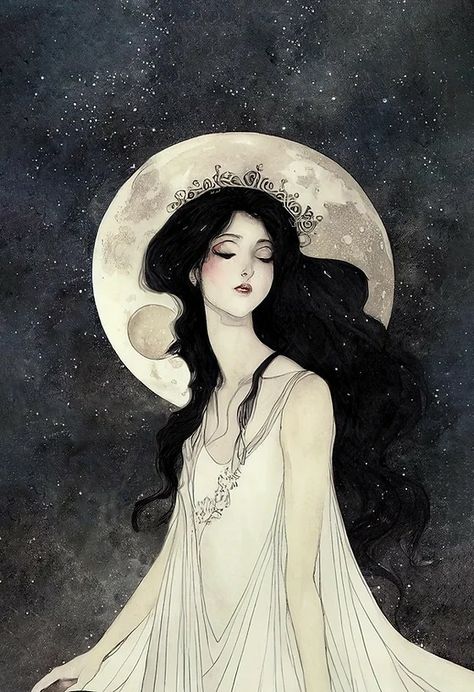 الفن الرقمي, Book Cover Illustration, Cover Illustration, Arte Inspo, Goddess Art, Fairytale Art, Ethereal Art, Moon Goddess, Moon And Stars