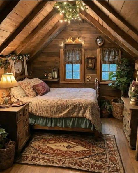 Country Rose, Cabin Interiors, Attic Bedroom, Dream House Rooms, Dream House Interior, Rose Cottage, House Room, Cabin Homes, Dream Rooms