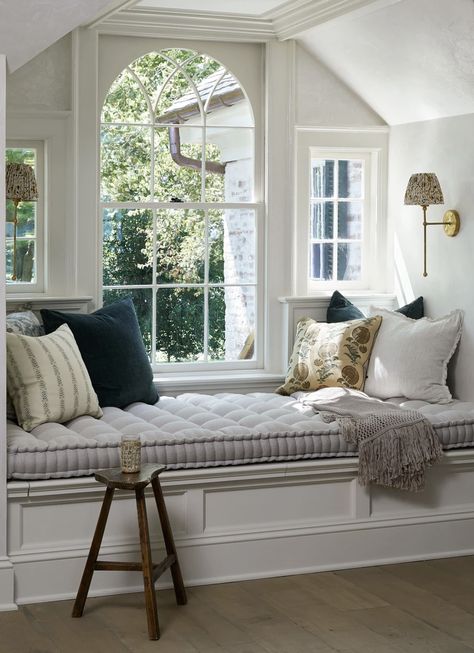 Tour This Timeless Coastal Home | Lark & Linen Interior Design and Lifestyle Blog Palladian Window, Sitting Nook, Seating Bench, Bay Window Seat, Linen Interior, Window Benches, Best Windows, Built In Bench, Historic Home