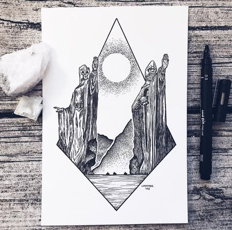 The Argonath Hobbit Tattoo, Tolkien Tattoo, Lotr Tattoo, Lord Of The Rings Tattoo, Fineliner Art, King Tattoos, Fantasy Tattoos, Tolkien Art, Lotr Art