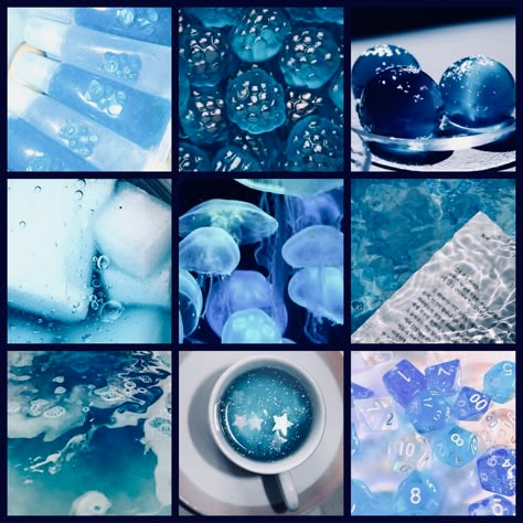 Jellyfish Moodboard, Ice Moodboard, Ocean Mood Board, Ocean Moodboard, Blue Color Pallet, Adopt Idea, Blue Jellyfish, Color Palette Challenge, Moodboard Inspo