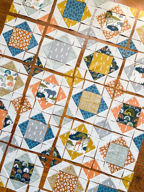 The Waterhole – Baby Quilt – Riley Blake Designs Safari Baby Quilt, Quilting Math, Baby Quilt Patterns, Patchwork Quilt Patterns, Boy Quilts, Safari Baby, Scrappy Quilts, Free Quilting, Quilt Block Patterns