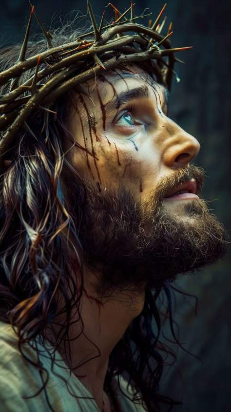 Pics Of Jesus Christ, Jesus With Thorn Crown, Photos Of Jesus Christ, Jesus Painting Ideas, Pics Of God, Jesus Reference, Jesus Crucifixion Pictures, Crowning With Thorns, Real Image Of Jesus