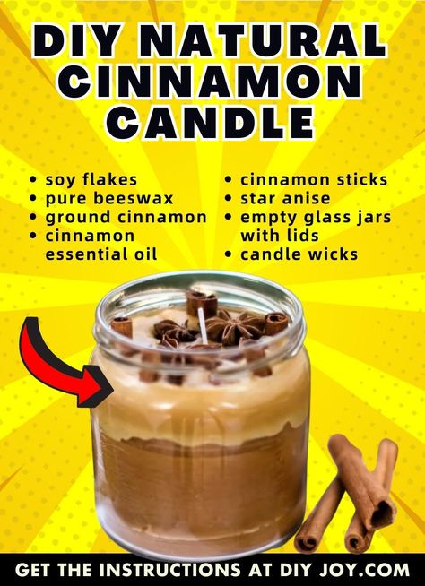 Cinnamon Candles Diy, Diy Cinnamon Candle, Cinnamon Candles, Diy Cinnamon, Cinnamon Candle, Paraffin Wax Candles, Candles Diy, Cinnamon Powder, Essential Oil Candles