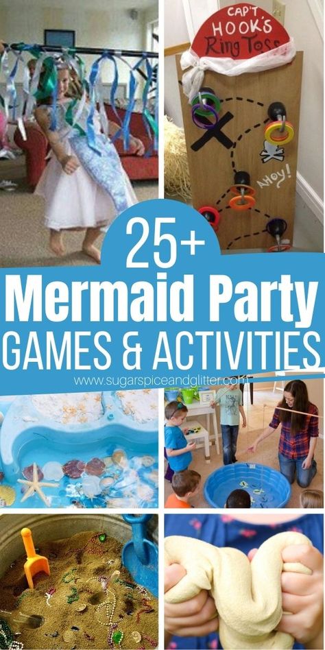 Mermaid Party Games, Toddler Party Games, Little Mermaid Party, Ariel Birthday Party, Mermaid Theme Birthday Party, Ariel Birthday, Birthday Mermaid, Mermaid Diy, Mermaid Theme Party