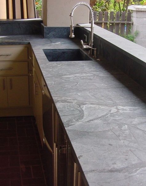 Soapstone Countertops Kitchen, Soapstone Kitchen, Slate Kitchen, Stone Countertops Kitchen, Slate Countertop, Soapstone Counters, Outdoor Kitchen Countertops, Soapstone Countertops, Natural Stone Countertops