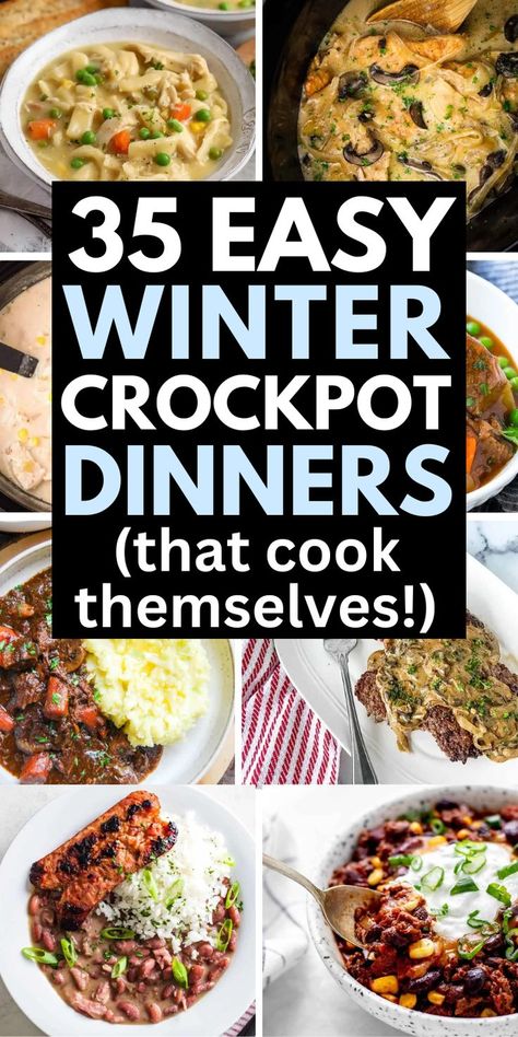 freezer crockpot meals healthy Cold Weather Crock Pot Meals, Crock Pot Recipes For Winter, Easy Crock Pot Meals Non Dairy, Slow Cooker Cold Weather Recipes, Winter Crockpot Chicken Recipes, Cool Weather Crockpot Meals, Crock Pot Recipes For Cold Weather, Crockpot Food Prep, Grandmas Crockpot Recipes