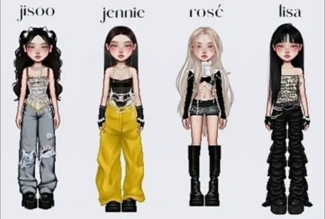 Everskies Outfits Blackpink, Blackpink Everskies, Blackpink Outfits Stage, Everskies Group Outfits, Kpop Group Outfits, Blackpink Stage, Dance Style Outfits, Korean Outfits Kpop, Everskies Outfits