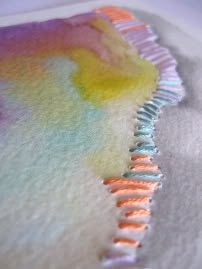 Thread On Paper, Watercolor And Stitching, Embroidery On Watercolor Paper, Watercolor And Embroidery On Paper, Thread Painting On Paper, Thread Art On Paper, Fibers Art, Stitching On Canvas, Stitch On Paper