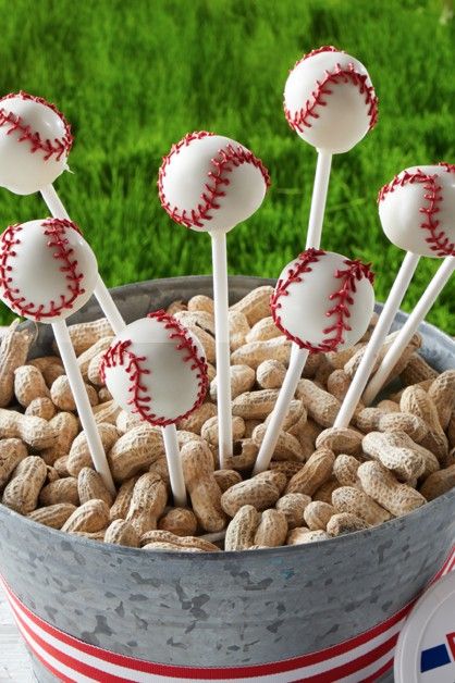 Baseball Cake Pops Diy, Baseball Cake Pops Tutorial, How To Make Baseball Cake Pops, Baseball Cakepops, Baseball Cake Pops, Daisy Sour Cream, Baseball Theme Birthday, Daisy Brand, Baseball First Birthday