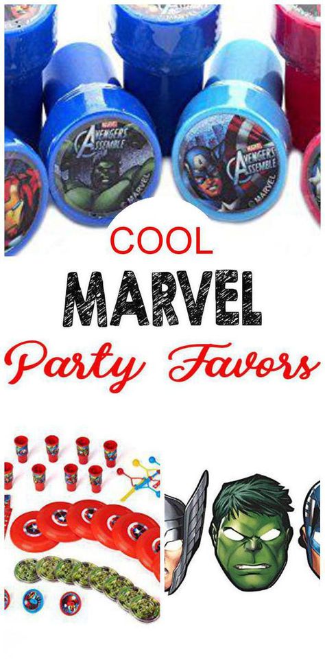 Find the best marvel party favors. Have a great marvel birthday party for your child with these party favor ideas. These party favors are a great way to add a marvel goodie bag for the children and make all the kids marvel party memorable.  #partyfavor #partyfavorideas Marvel Party Favors, Party Favor Ideas For Kids, Superhero Favors, Avengers Birthday Party Decorations, Birthday Party Favor Ideas, Superhero Party Favors, Avengers Birthday Party, Marvel Birthday, Marvel Birthday Party