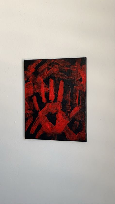 Red Artwork Painting, Painting Ideas On Canvas Edgy, Red And Black Wall Paint Ideas, Red Easy Paintings, Dark Things To Paint, Black And Red Painting Ideas, Black Painting Easy, Emo Painting Ideas On Canvas, Scream Movie Painting