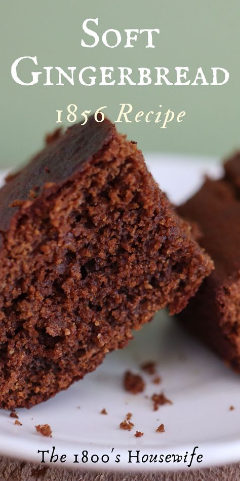 Soft Gingerbread (1856) - The 1800's Housewife Recipes Using Sorghum Molasses, Molasses Stack Cake, Gingerbread Spice Cake Mix Recipe, Gingerbread Molasses Cake, Recipes That Use Molasses, Gingerbread Without Molasses, Recipes Using Molasses, Pioneer Recipes Authentic, Molasses Desserts