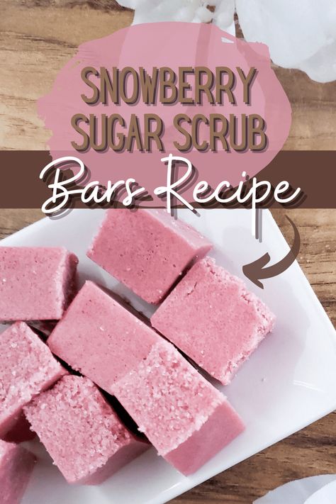 Snowberry Sugar Scrub Bars Body Scrub Bars Diy, Scrub Bars Diy, Easy Diy Bar, Christmas Diy Sugar Scrubs, Diy Sugar Scrub Cubes, Christmas Sugar Scrubs, Sugar Scrub Bars, Body Scrub Homemade Recipes, Scrub Bars