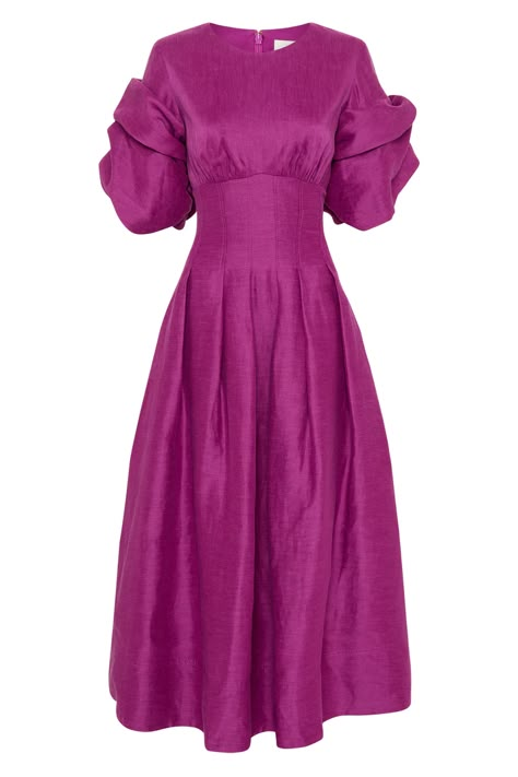 Adelie Puff Sleeve Midi Dress Woodland Princess, Tailored Outfits, How To Style A Maxi Dress, Modest Dressing, Purple Palette, Dresses African, Puff Sleeve Midi Dress, Corporate Wear, Feather Dress