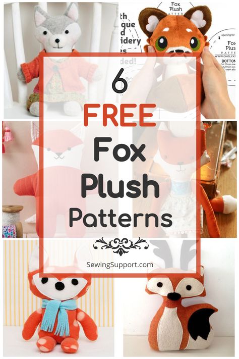 Free Fox Stuffed Animal Patterns Plush Sewing Patterns, Fox Sewing, Fox Sewing Pattern, Fox Plushie, Fox Stuffed Animal, Fox Crafts, Teddy Bear Sewing Pattern, Felt Animal Patterns, Fox Doll