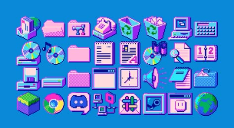 𝕎𝕚𝕟𝕕𝕠𝕨𝕤 𝟡𝟝 +𝓟𝓛𝓤𝓢+ Icon Pack #1 by aconfuseddragon Windows 95 Aesthetic Icons, Windows 95 App Icons, Windows 95 Aesthetic, Kawaii Vaporwave, Anime Graphic Design, Plus Icon, Roblox Icon, Pixel Icons, Phone App Icons