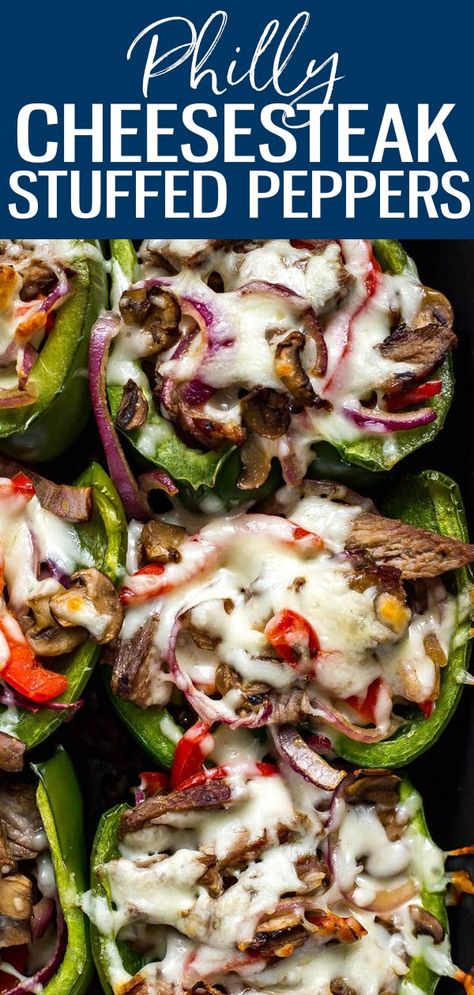 Peper Steak, Philly Cheesesteak Stuffed Peppers, Easy Stuffed Pepper Recipe, Lower Carb Meals, Cheesesteak Stuffed Peppers, Keto Stuffed Peppers, Easy Stuffed Peppers, Classic Sandwich, Boiled Egg Diet Plan