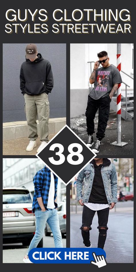 Elevate your streetwear game with these 38 stylish clothing styles for guys! Explore trendy streetwear looks to express your unique fashion sense on the urban scene. #Streetwear #MensFashion #UrbanStyle Men’s Street Style Casual, Stylish Mens Outfits Casual, Skatepunk Outfits, Mens Chuck Taylors Outfit, Outfits With Jordan 1s Fashion Styles Men, Highschool Boy Outfits, Men Skater Outfit, Men Streetwear Outfits Urban Fashion, Men’s Fashion Winter