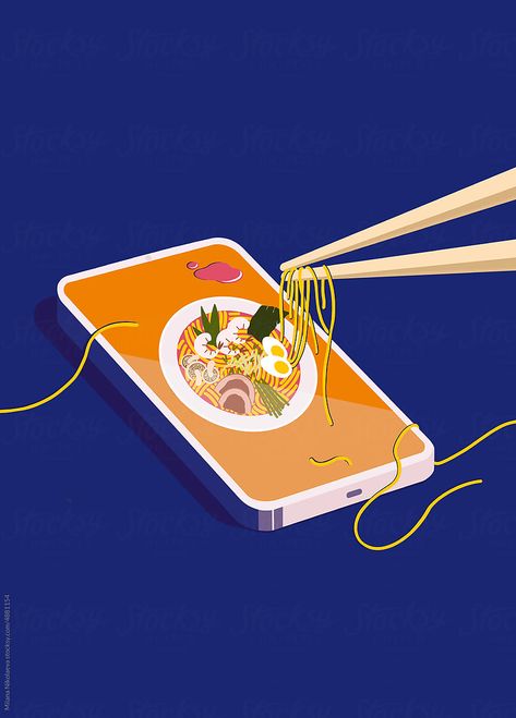 Food delivery illustration concept by Milana Nikolaeva for Stocksy United Food Delivery Illustration, Food Delivery Ads, Delivery Illustration, Bag Illustration, Delivery Bag, Deadly Sins, Food Illustrations, Food Delivery, Stock Photos