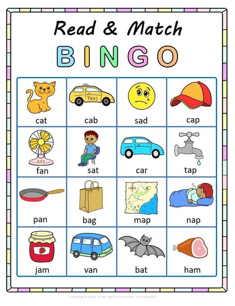 Bingo Game, Printable, CVC word activities for Kids, Preschool, kindergarten, early learners, learning activities, Bingo cards Word Games For Preschoolers, Esol Kindergarten Activities, Cvc Word Bingo Free Printable, English Games For Kindergarten, English Games For Kids Teaching, English For Kids Games, Cvc Word Activities Kindergarten, Vocabulary Activities For Kindergarten, Bingo For Kindergarten