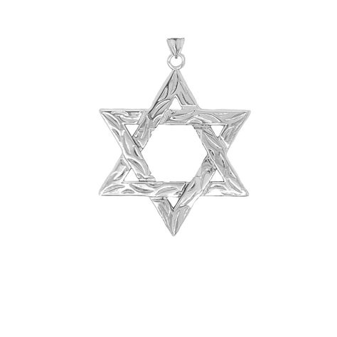 The Star of David is popularly used as a religious and patriotic emblem as seen in Jewish tradition and the flag of Israel. In Jewish liturgy, the Star of David signifies God as the protector. This detailed pendant features the timeless beauty of a traditional Star of David. It is crafted in 10k/14/k solid gold, making it allergy and tarnish free . Handcrafted in 10k and 14k solid gold. Available in yellow, rose, and white gold. Accommodates chains up to 3.5mm a very versatile size that can fit most of your chains. width: 0.78" height: 1.16" Allergy-free - Our yellow and rose gold don't have nickel in them. Allergy-free - Our yellow gold doesn’t contain nickel. Allergy-free - Our rose gold doesn’t have any nickel. Allergy-free - Our yellow and rose gold don't have nickel in them, white gol