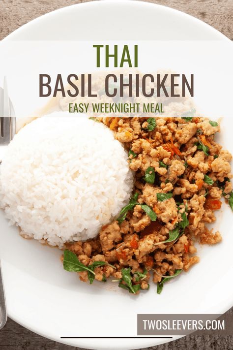 Asian Basil Chicken, Thai Basil Chicken Crockpot, Creamy Thai Basil Chicken, Recipes With Basil Leaves And Chicken, Pad Kra Pow Recipe Thai Basil Chicken, Easy Thai Chicken Recipes, Spiced Coconut Basil Chicken, Recipes Using Thai Basil, Keto Thai Recipes