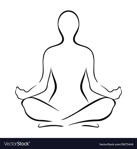 Meditating Poses Drawing, Drawing Of Meditation, How To Draw Someone Meditating, Yoga Poses Sitting, Meditation Pose Tattoo, Person Meditating Illustration, Spiritual Person Drawing, Yoga Outline Drawing, Yoga Pose Drawing Simple