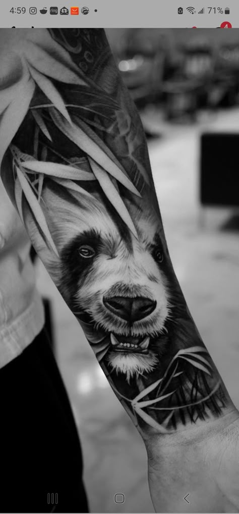 Traditional Tattoo Animals, Panda Bear Tattoos, Koala Tattoo, Jungle Tattoo, Underarm Tattoo, Animal Tattoos For Men, Bicep Tattoo Men, Animal Sleeve Tattoo, Small Matching Tattoos