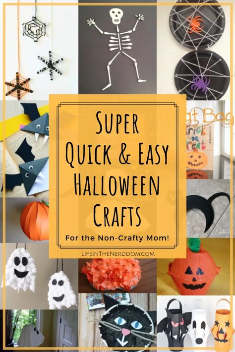 Super Quick & Easy Halloween Crafts for the Non-Crafty Mom at LifeInTheNerddom.com Halloween Party Craft 5th Grade, Easy Halloween Crafts For Middle School, Halloween Craft For 5th Grade Party, Halloween Craft For Middle School, Halloween Craft 5th Grade, Halloween Crafts 5th Grade, 5th Grade Halloween Crafts, Quick Halloween Crafts, Halloween Treat Bags Diy