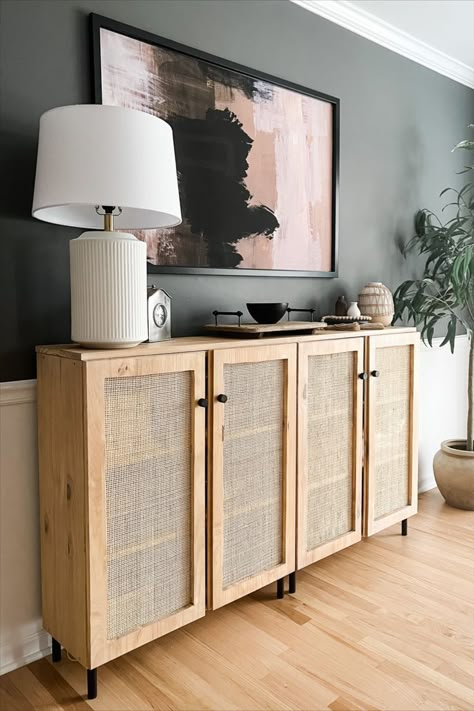 Cane dining room sideboard DIY project Sideboard Diy, Ivar Ikea, Ikea Dining Room, Diy Sideboard, Zimmer Diy, Ikea Dining, Sideboard Decor, Ikea Ivar, Ikea Living Room